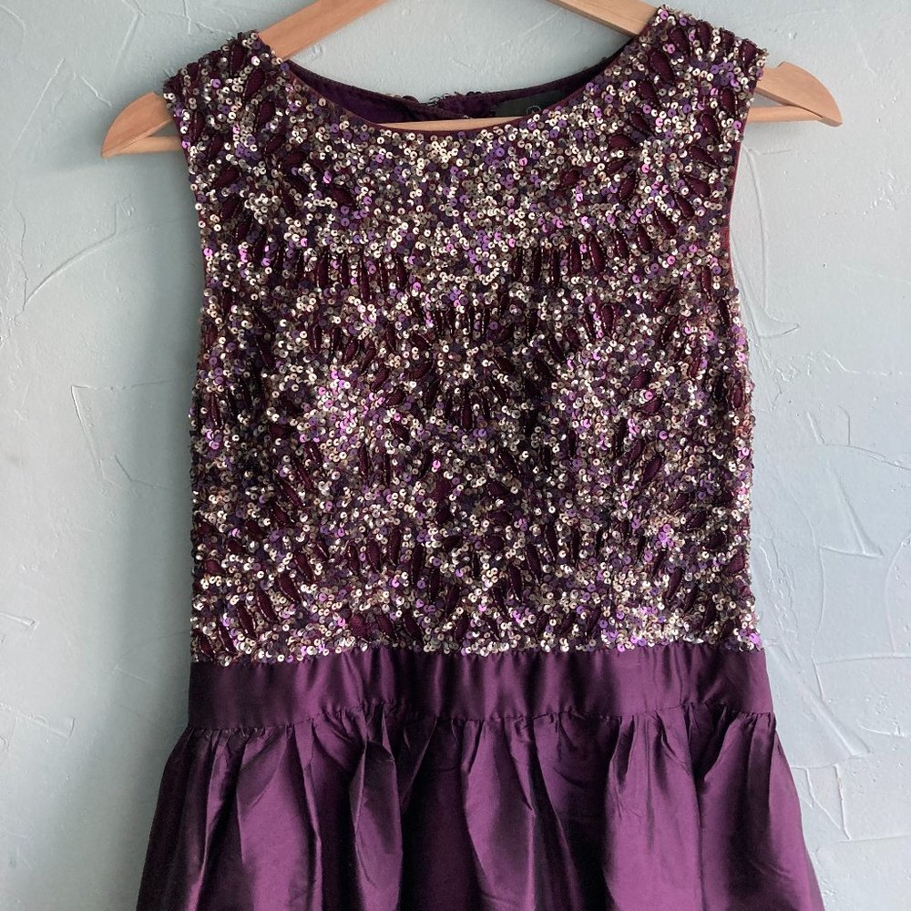 Adrianna Papell Eggplant Purple Backless Prom Dress